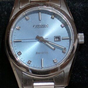 Citizen Eco-Drive Blue Diamond Dial Watch Sapphire Crystal